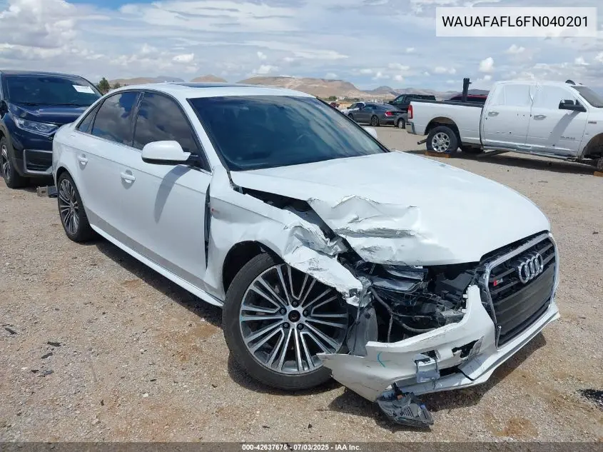 2015 Audi A4 2.0T Premium VIN: WAUAFAFL6FN040201 Lot: 42637675