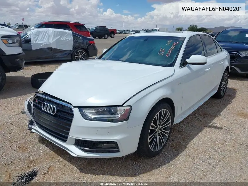 2015 Audi A4 2.0T Premium VIN: WAUAFAFL6FN040201 Lot: 42637675