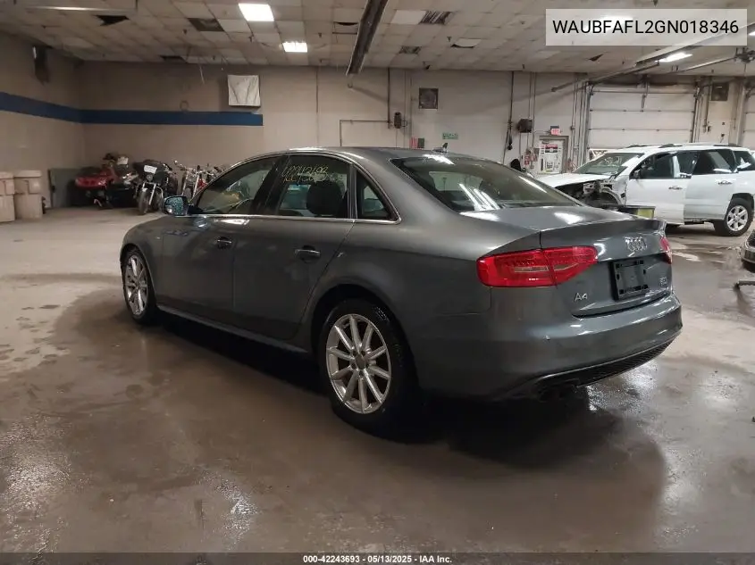 2016 Audi A4 2.0T Premium VIN: WAUBFAFL2GN018346 Lot: 42243693