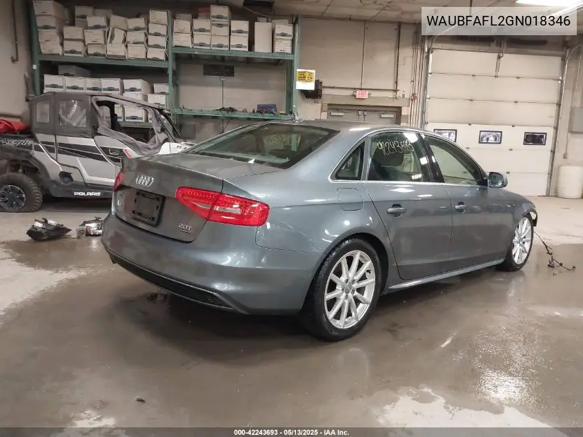 2016 Audi A4 2.0T Premium VIN: WAUBFAFL2GN018346 Lot: 42243693