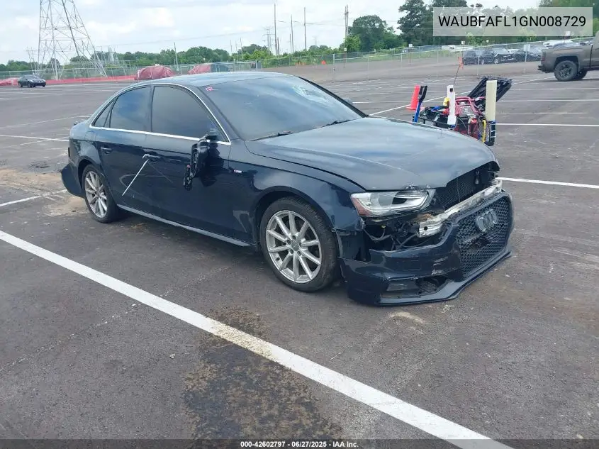 2016 Audi A4 2.0T Premium VIN: WAUBFAFL1GN008729 Lot: 42602797