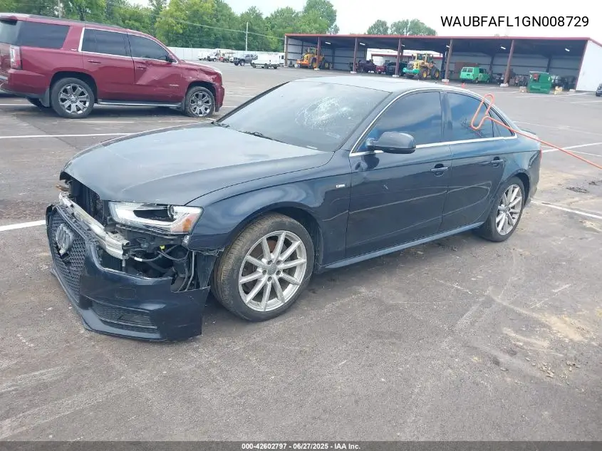 2016 Audi A4 2.0T Premium VIN: WAUBFAFL1GN008729 Lot: 42602797