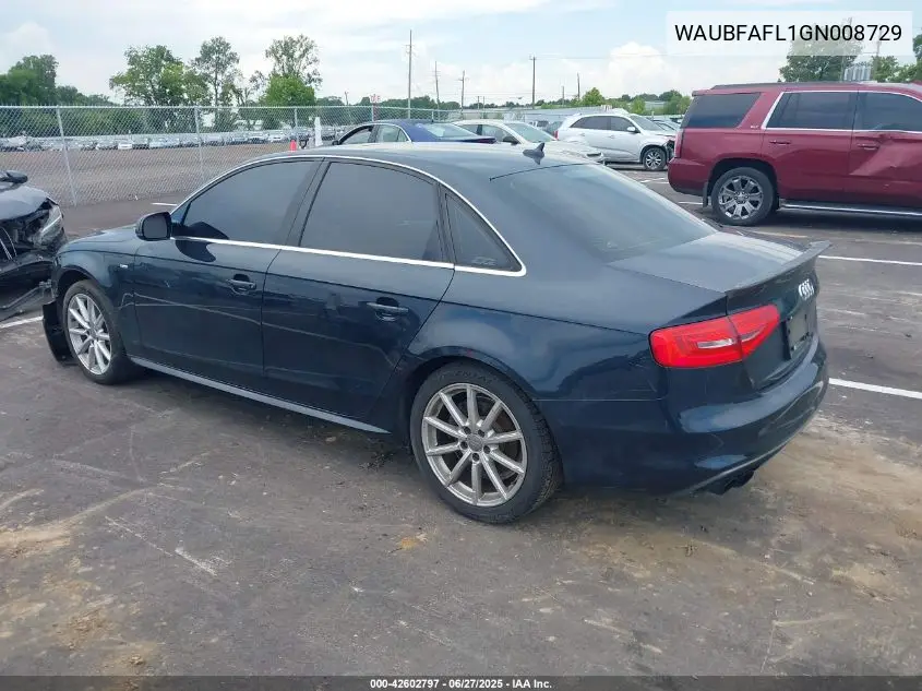 2016 Audi A4 2.0T Premium VIN: WAUBFAFL1GN008729 Lot: 42602797