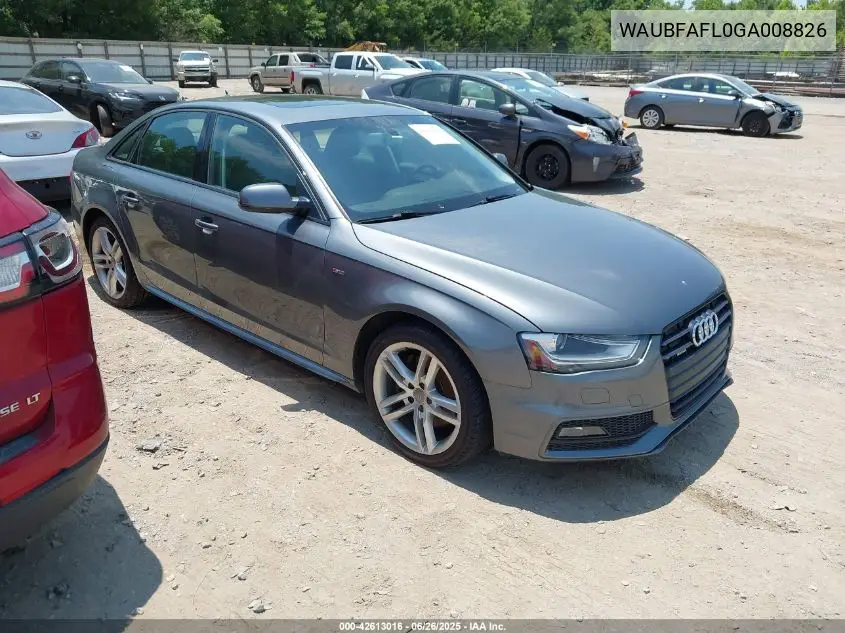 2016 Audi A4 2.0T Premium VIN: WAUBFAFL0GA008826 Lot: 42613016