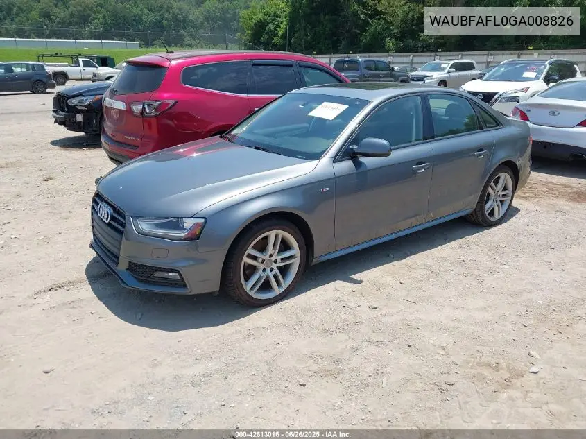 2016 Audi A4 2.0T Premium VIN: WAUBFAFL0GA008826 Lot: 42613016