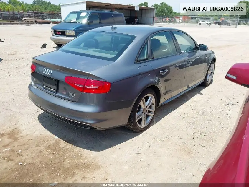 2016 Audi A4 2.0T Premium VIN: WAUBFAFL0GA008826 Lot: 42613016