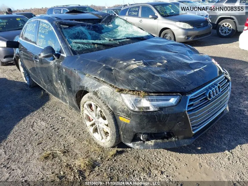 2017 Audi A4 Technik VIN: WAUCNAF46HN008355 Lot: 12156075