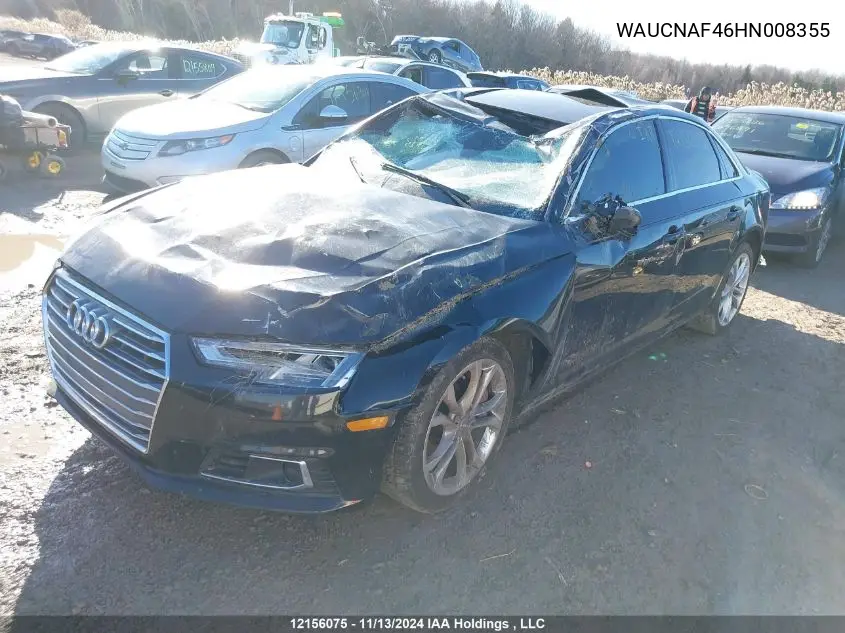 2017 Audi A4 Technik VIN: WAUCNAF46HN008355 Lot: 12156075