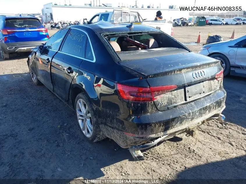 2017 Audi A4 Technik VIN: WAUCNAF46HN008355 Lot: 12156075