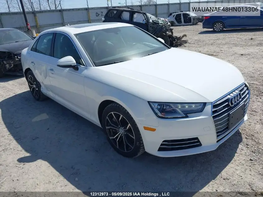 2017 Audi A4 Premium VIN: WAUANAF48HN013306 Lot: 12312973