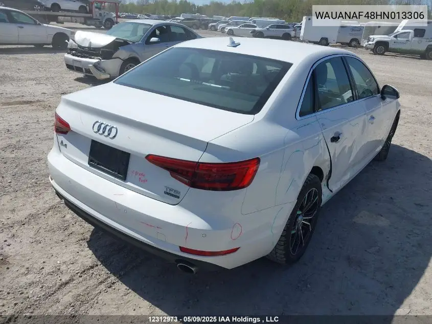 2017 Audi A4 Premium VIN: WAUANAF48HN013306 Lot: 12312973