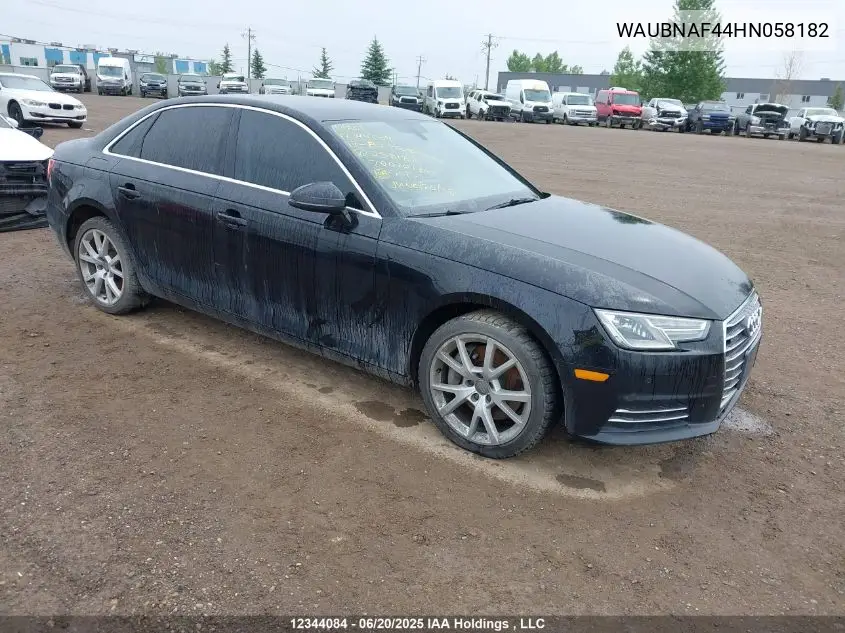 2017 Audi A4 Progressiv VIN: WAUBNAF44HN058182 Lot: 12344084