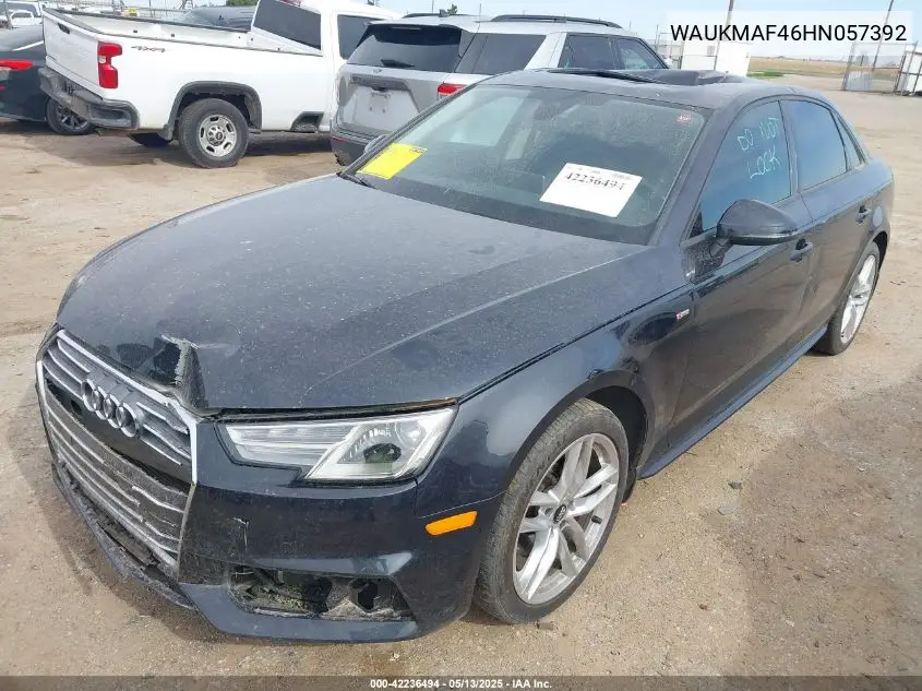 2017 Audi A4 2.0T Season Of Audi Ultra Premium VIN: WAUKMAF46HN057392 Lot: 42236494