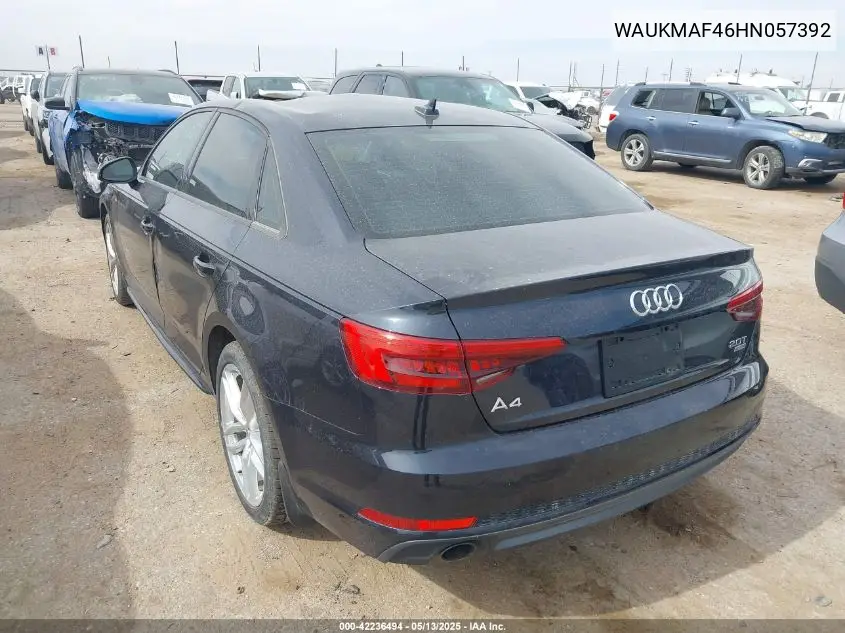 2017 Audi A4 2.0T Season Of Audi Ultra Premium VIN: WAUKMAF46HN057392 Lot: 42236494