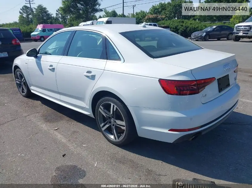 2017 Audi A4 Prestige VIN: WAUFNAF49HN036440 Lot: 42605101