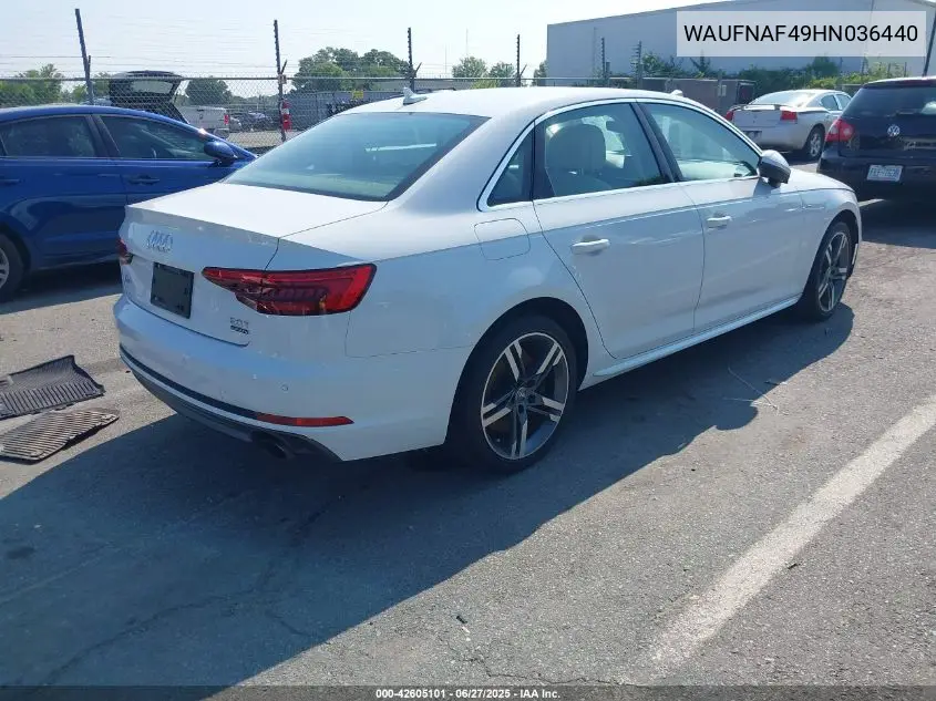 2017 Audi A4 Prestige VIN: WAUFNAF49HN036440 Lot: 42605101