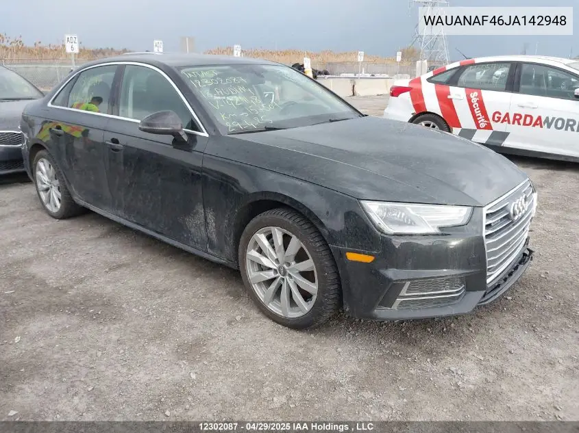 2018 Audi A4 VIN: WAUANAF46JA142948 Lot: 12302087