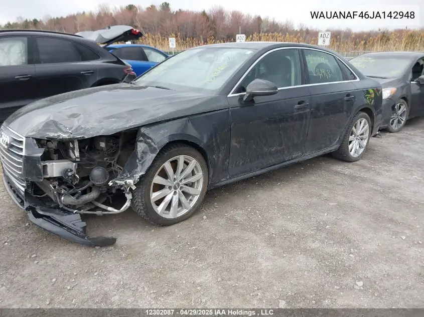 2018 Audi A4 VIN: WAUANAF46JA142948 Lot: 12302087