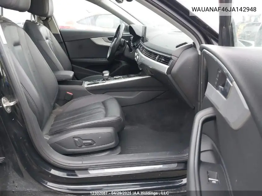 2018 Audi A4 VIN: WAUANAF46JA142948 Lot: 12302087