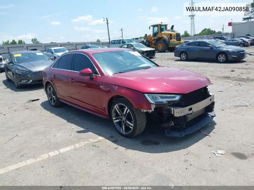 2018 Audi A4 2.0T Tech Ultra Premium/2.0T Ultra Premium VIN: WAULMAF42JA090858 Lot: 42587926