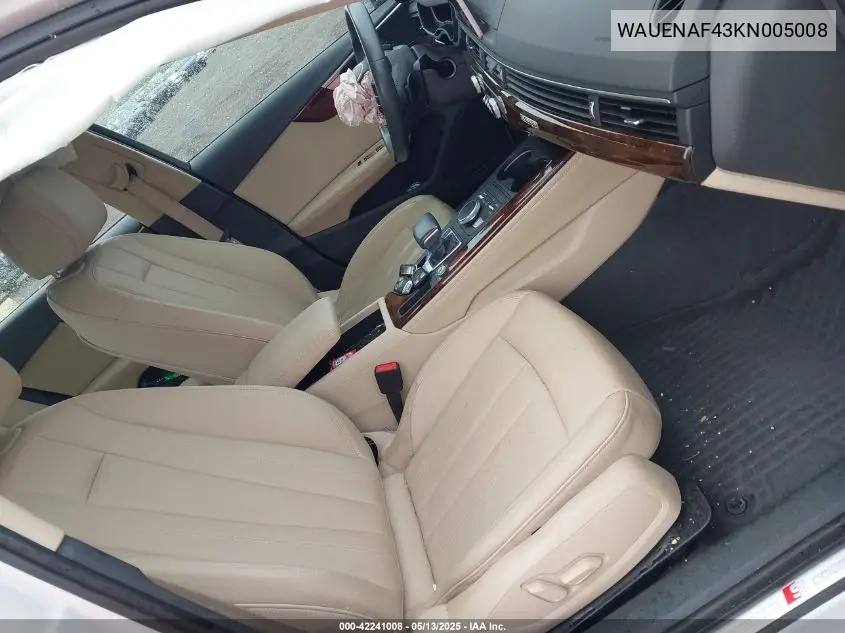 2019 Audi A4 45 Premium VIN: WAUENAF43KN005008 Lot: 42241008