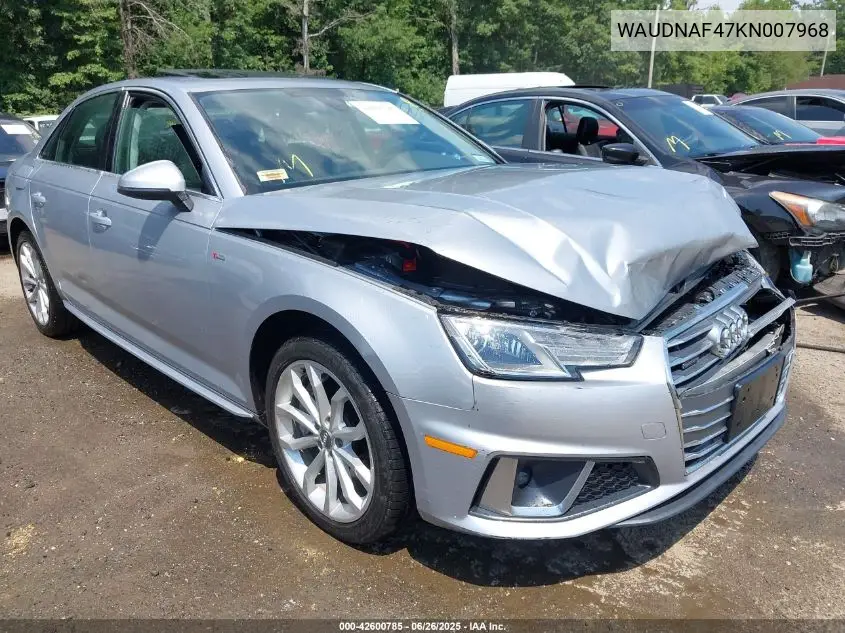2019 Audi A4 45 Premium VIN: WAUDNAF47KN007968 Lot: 42600785