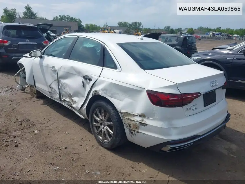 2020 Audi A4 Premium 40 Tfsi Front-Wheel Drive S Tronic VIN: WAUGMAF43LA059865 Lot: 42593640