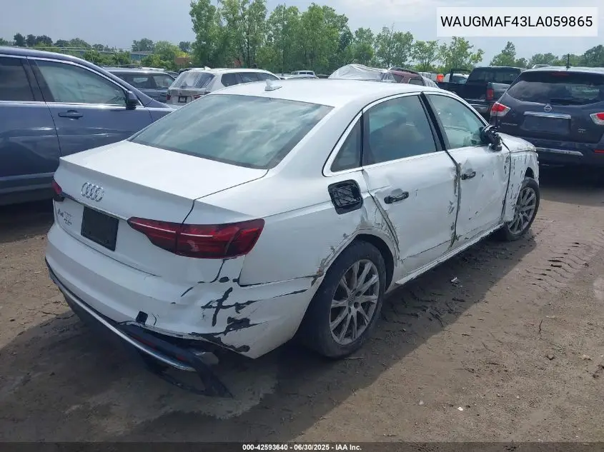 2020 Audi A4 Premium 40 Tfsi Front-Wheel Drive S Tronic VIN: WAUGMAF43LA059865 Lot: 42593640
