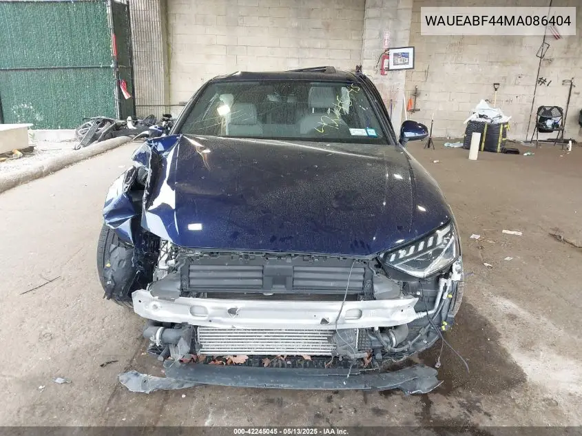 2021 Audi A4 Premium Plus 45 Tfsi S Line Quattro S Tronic VIN: WAUEABF44MA086404 Lot: 42245045