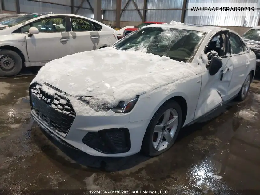 2024 Audi A4 45 Progressiv VIN: WAUEAAF45RA090219 Lot: 12224536