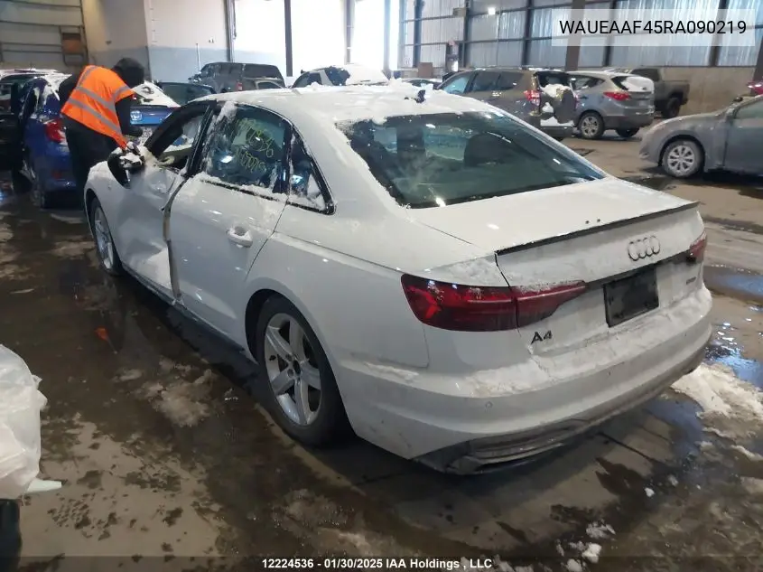 2024 Audi A4 45 Progressiv VIN: WAUEAAF45RA090219 Lot: 12224536