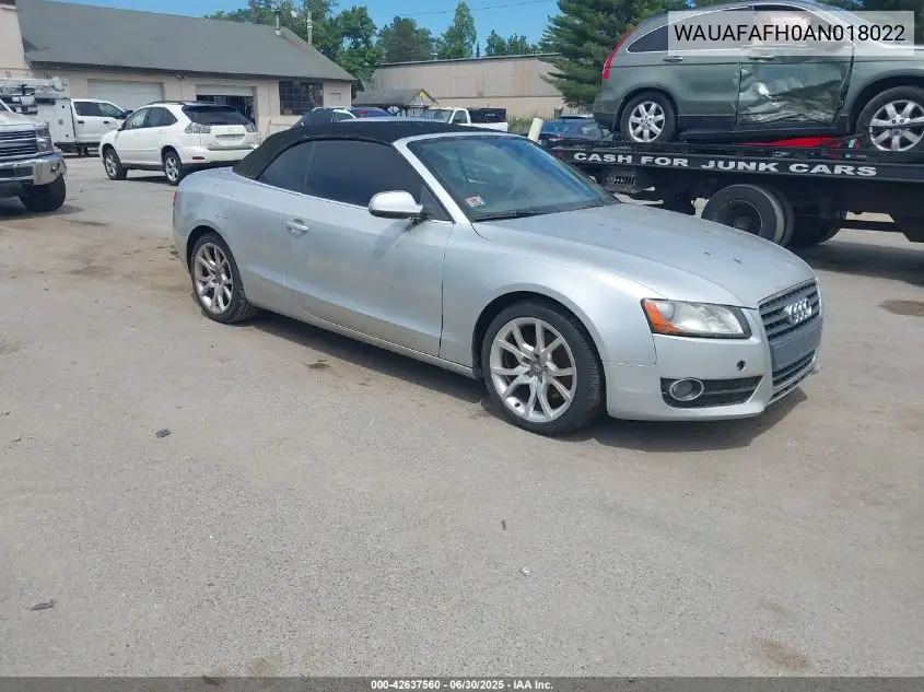 2010 Audi A5 2.0T Premium VIN: WAUAFAFH0AN018022 Lot: 42637560