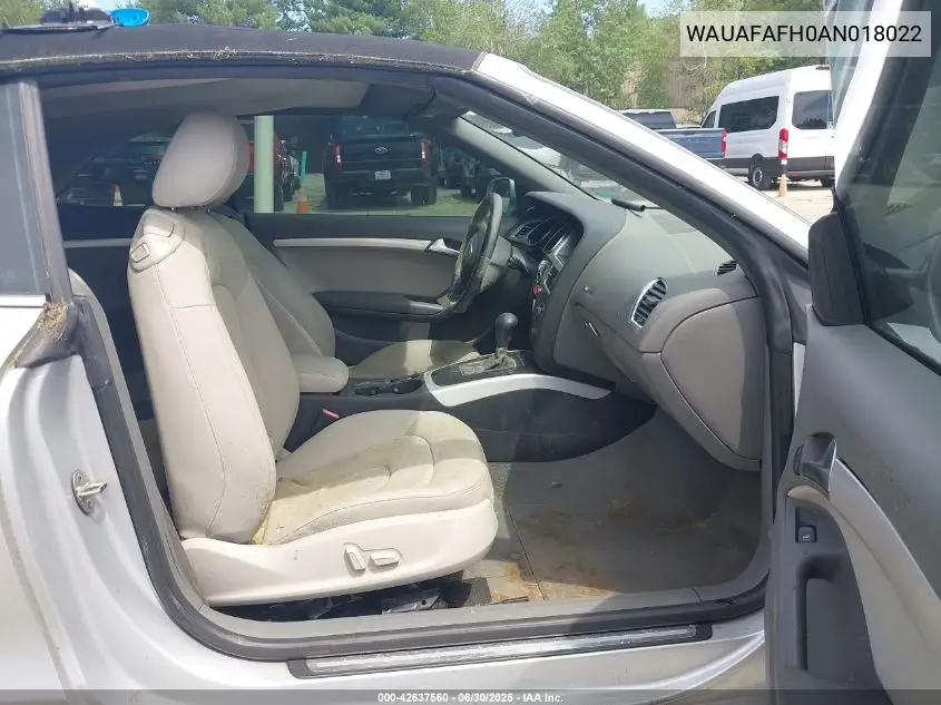 2010 Audi A5 2.0T Premium VIN: WAUAFAFH0AN018022 Lot: 42637560