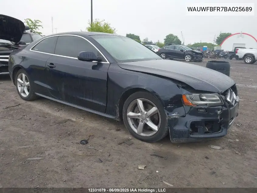 2011 Audi A5 Prestige VIN: WAUWFBFR7BA025689 Lot: 12331079