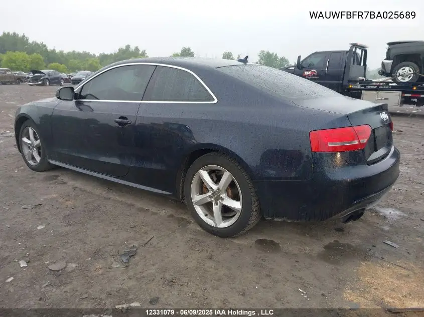 2011 Audi A5 Prestige VIN: WAUWFBFR7BA025689 Lot: 12331079