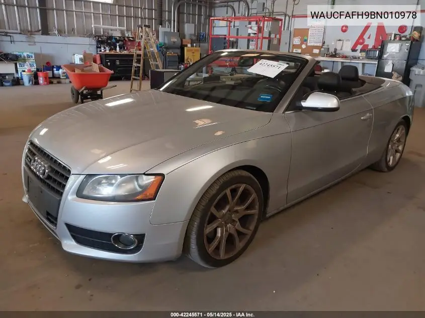 2011 Audi A5 2.0T Premium VIN: WAUCFAFH9BN010978 Lot: 42245571