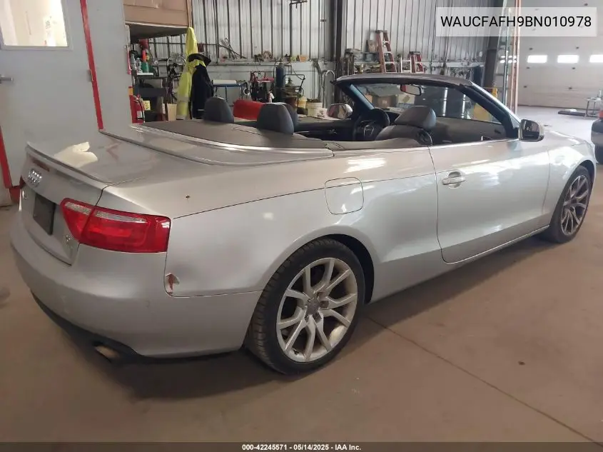 2011 Audi A5 2.0T Premium VIN: WAUCFAFH9BN010978 Lot: 42245571