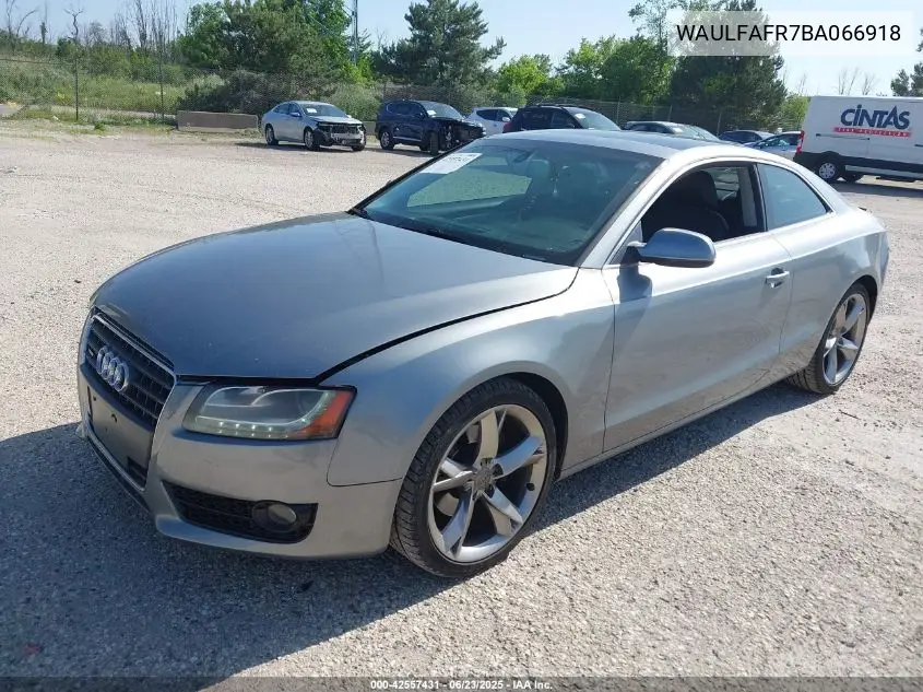 2011 Audi A5 2.0T Premium VIN: WAULFAFR7BA066918 Lot: 42557431