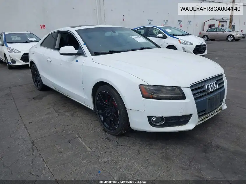 2012 Audi A5 2.0T Premium VIN: WAULFAFR8CA004140 Lot: 42009180