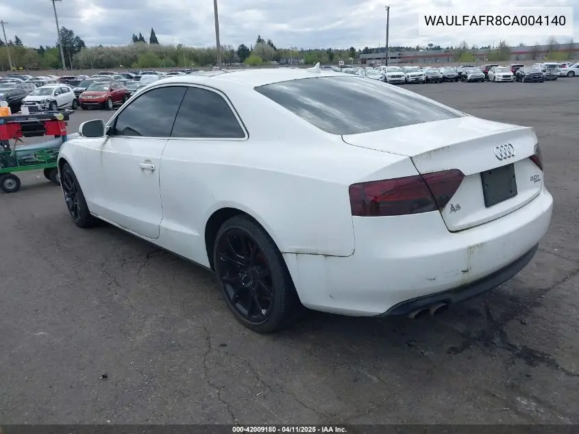 2012 Audi A5 2.0T Premium VIN: WAULFAFR8CA004140 Lot: 42009180