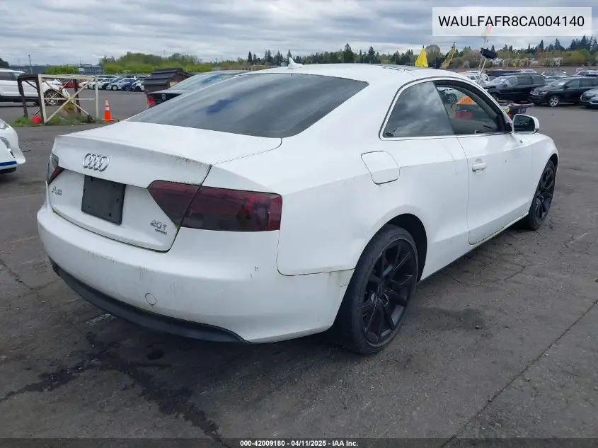 2012 Audi A5 2.0T Premium VIN: WAULFAFR8CA004140 Lot: 42009180