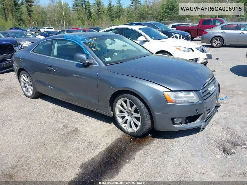 2012 Audi A5 2.0T Premium VIN: WAUVFAFR6CA006915 Lot: 42225588