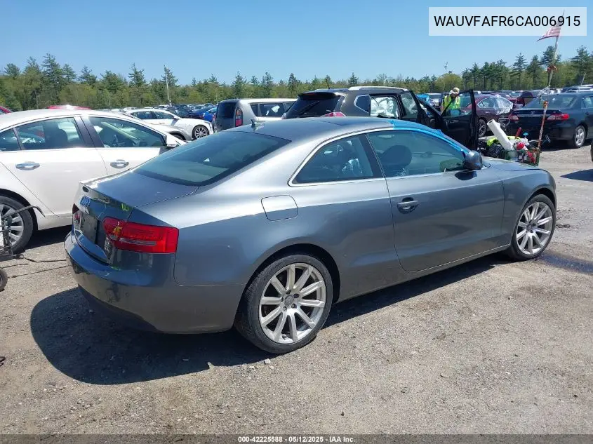 2012 Audi A5 2.0T Premium VIN: WAUVFAFR6CA006915 Lot: 42225588