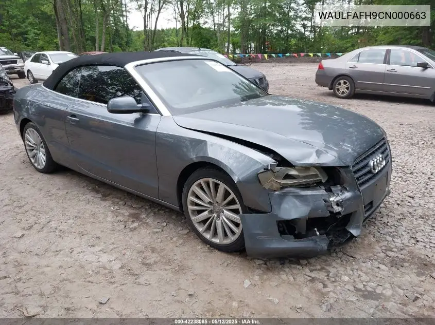 2012 Audi A5 2.0T Premium VIN: WAULFAFH9CN000663 Lot: 42238085