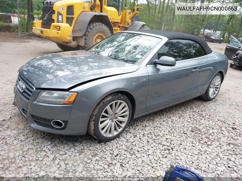 2012 Audi A5 2.0T Premium VIN: WAULFAFH9CN000663 Lot: 42238085