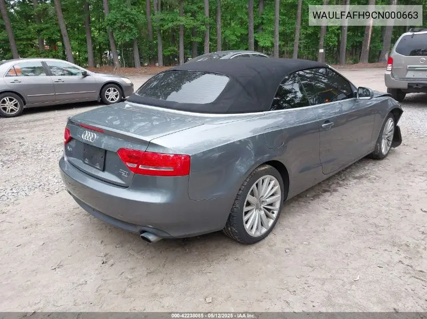 2012 Audi A5 2.0T Premium VIN: WAULFAFH9CN000663 Lot: 42238085