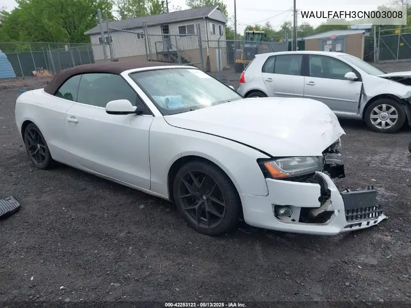 2012 Audi A5 2.0T Premium VIN: WAULFAFH3CN003008 Lot: 42253123