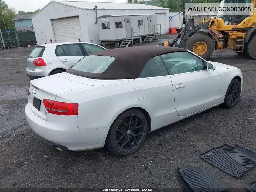 2012 Audi A5 2.0T Premium VIN: WAULFAFH3CN003008 Lot: 42253123