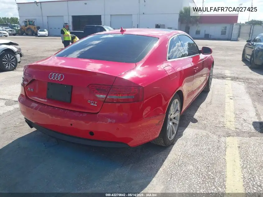 2012 Audi A5 2.0T Premium VIN: WAULFAFR7CA027425 Lot: 42270842