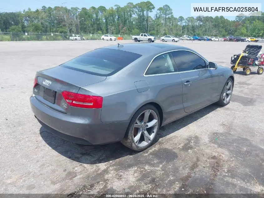 2012 Audi A5 2.0T Premium VIN: WAULFAFR5CA025804 Lot: 42568853